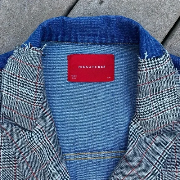 Signature8 Plaid + Denim Blazer Jacket | Size S/M - Picture 6 of 11
